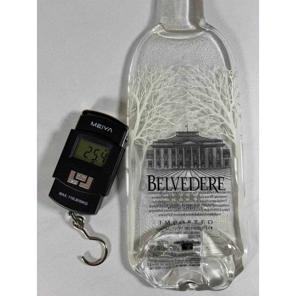 Vtg Belvedere Vodka Slumped Glass Bottle Tray Upcycled‎ Melted Serving Dish MCM